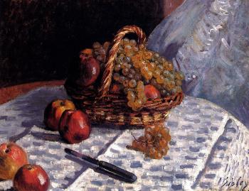 阿爾弗萊德 西斯萊 Still Life, Apples And Grapes